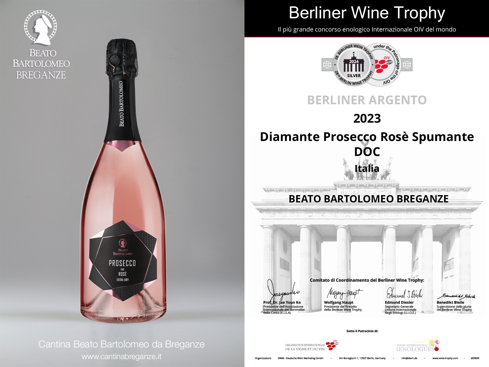 Diamante Prosecco DOC Rosè Spumante Berliner Wine Trophy