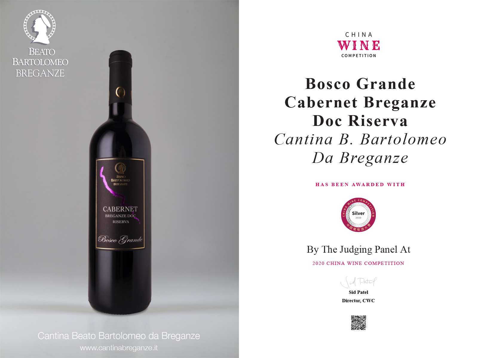 Cabernet Breganze Doc Riserva “Bosco Grande” China Wine Competition 2020