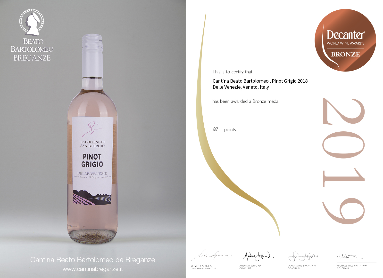 Pinot Grigio Rosato Delle Venezie DOC “Le Colline di San Giorgio” Decanter World Wine Awards 2019