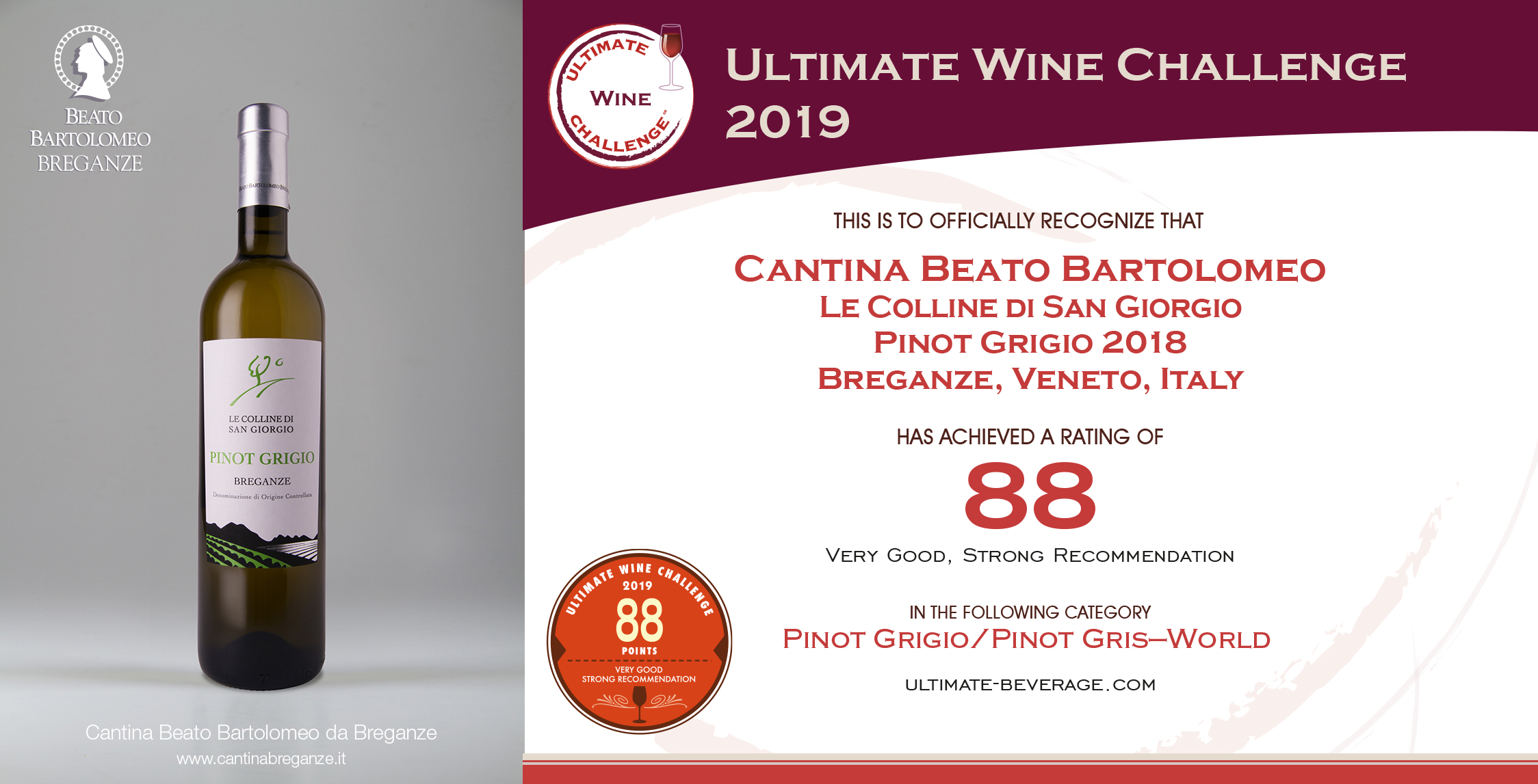 Pinot Grigio Breganze DOC “Le Colline di San Giorgio” Ultimate Wine Challenge 2019