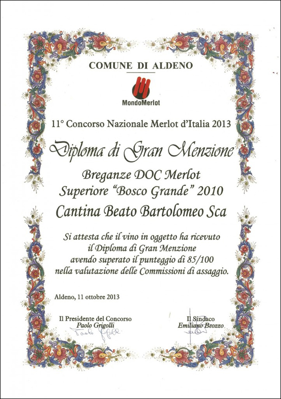 Merlot Breganze Doc Riserva “Bosco Grande” MondoMerlot 2013