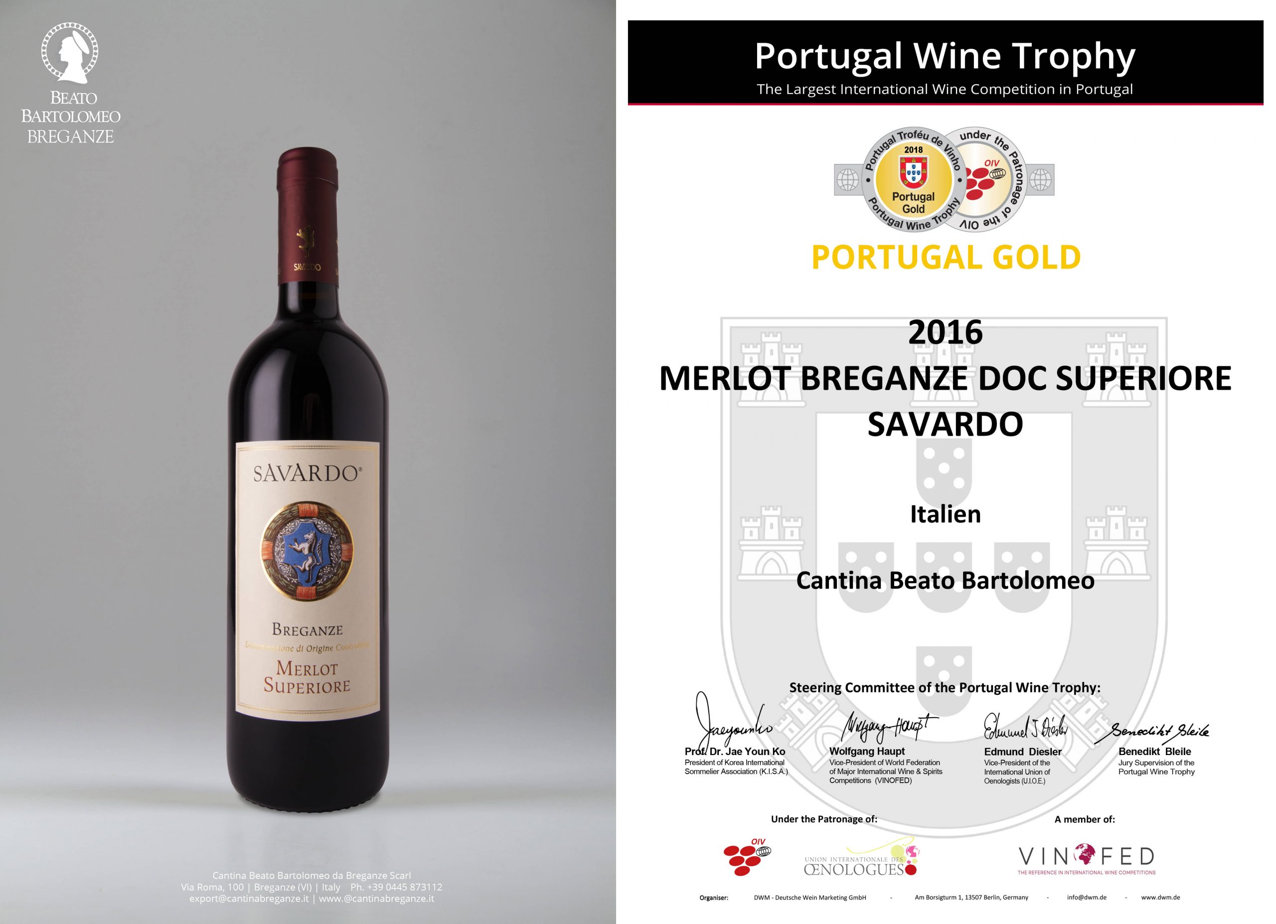 Merlot Breganze DOC Superiore “Savardo” Portugal Wine Trophy 2018